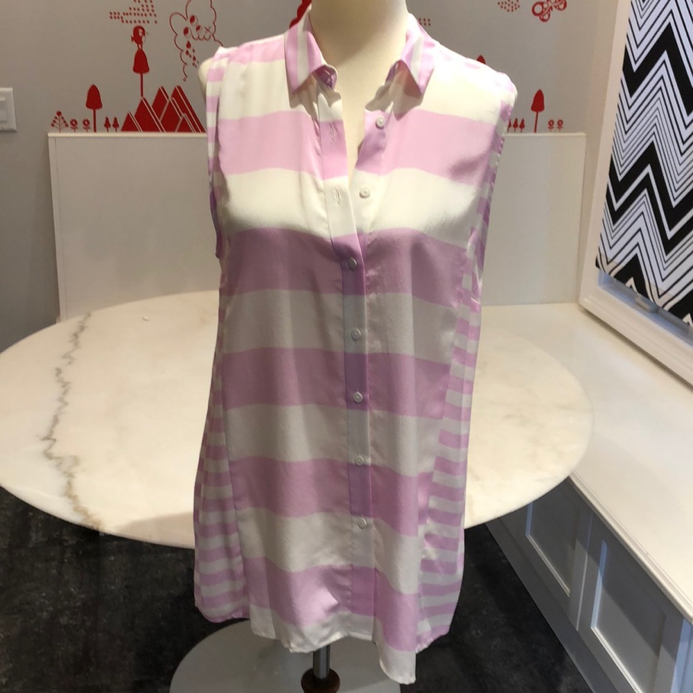 NWT Jeunesse silk striped button down sleeveless.M